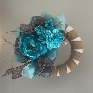 Turquoise and Brown Floral Wreath